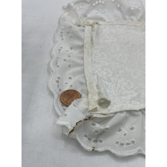 Vintage Doll House Canopy Bed Miniature Wood Handmade Eyelet Cover Retro Play - Picture 12 of 15